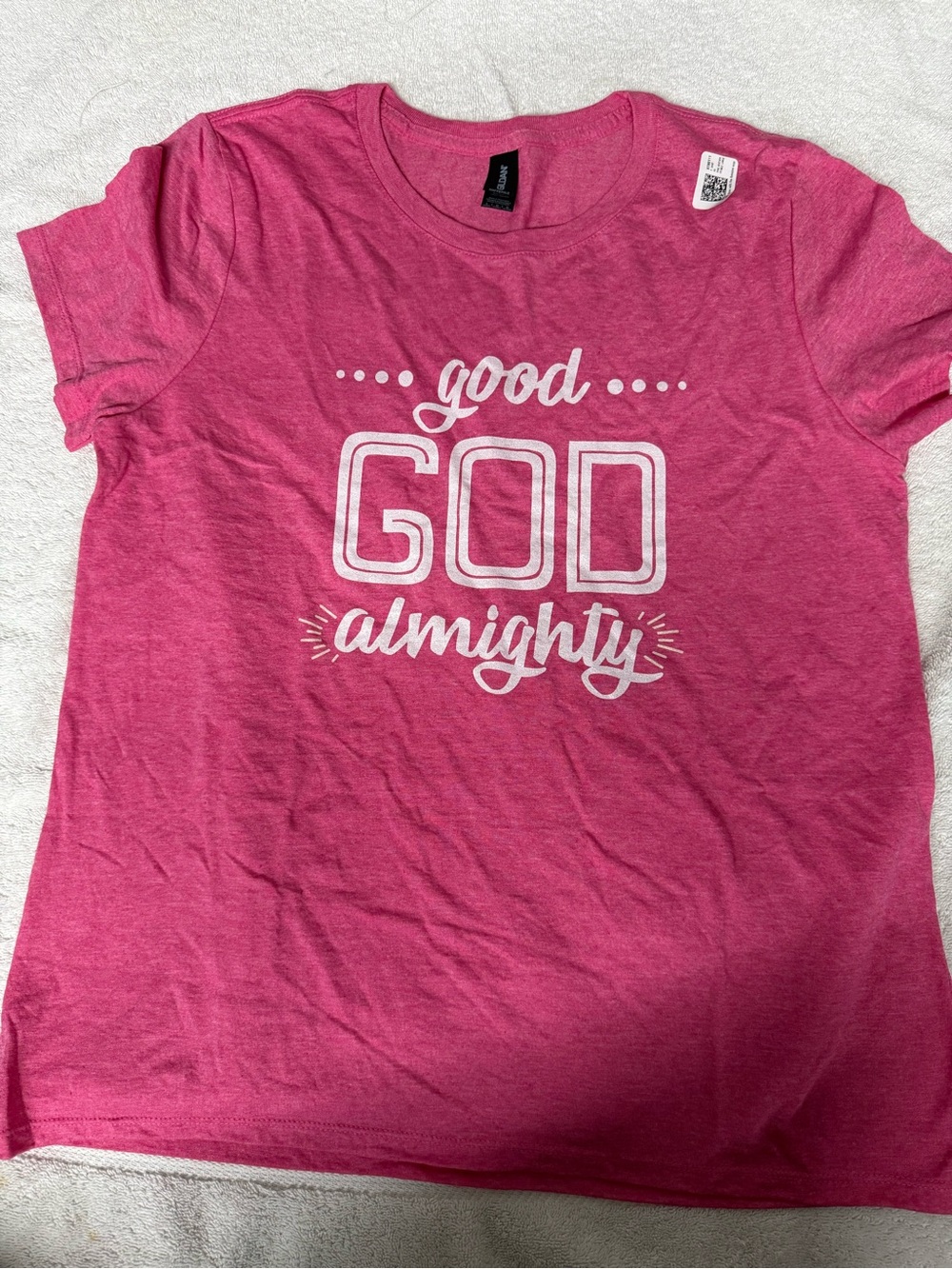 Gildan Women’s Hot Pink Graphic 'Good God Almighty' Short Sleeve Tee